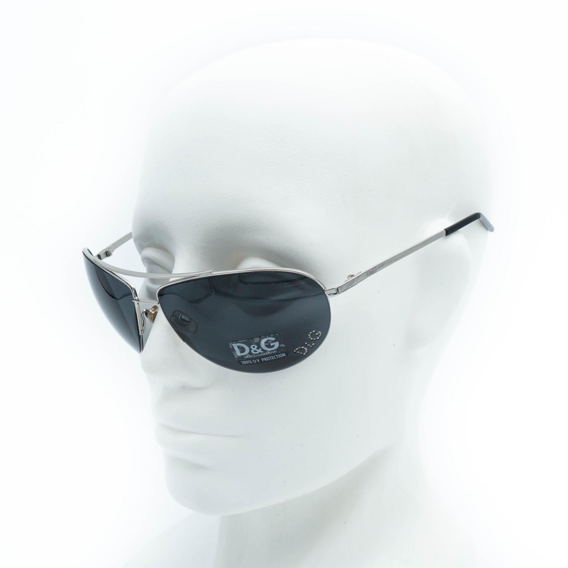 Dolce & Gabbana 2166 silver aviator vintage sunglasses