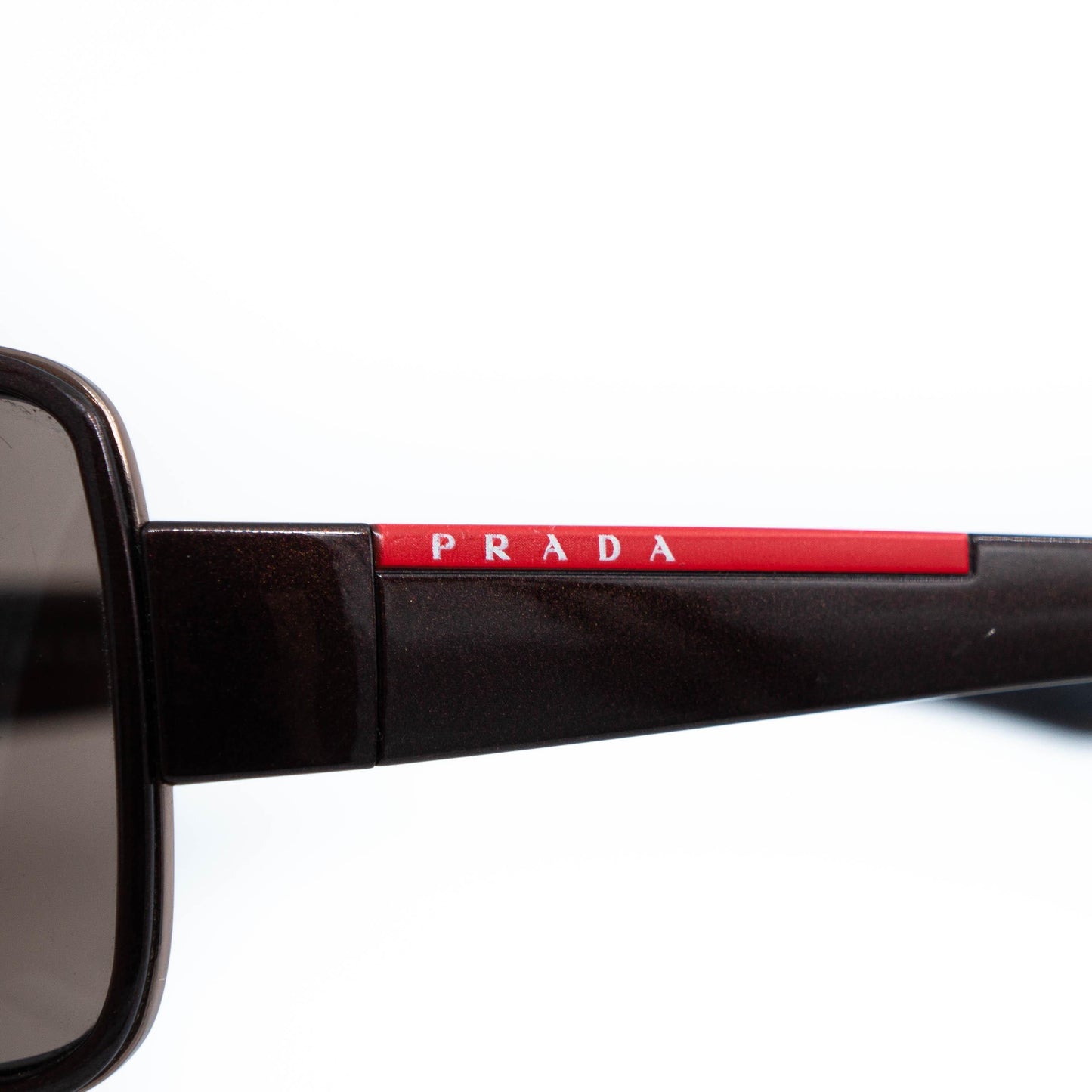 Prada eyewear logo close-up
