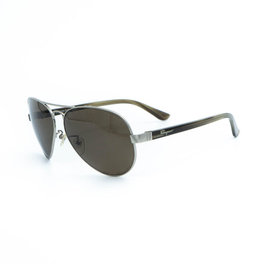 Salvatore Ferragamo SF123SAP silver aviator sunglasses front view