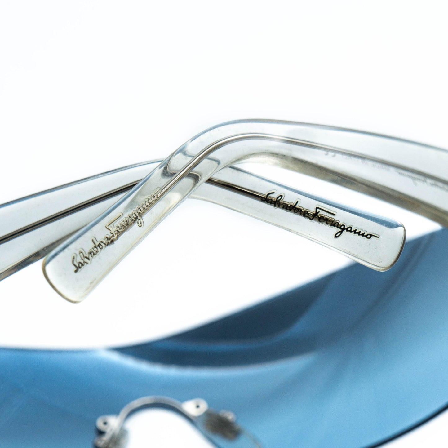 Salvatore Ferragamo 1058 Blue Shield Sunglasses Vintage
