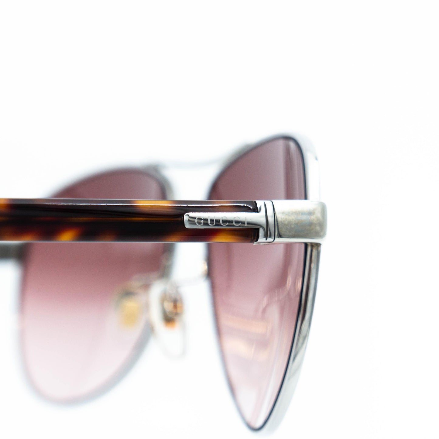 GUCCI Silver Brown Aviator Sunglasses Vintage