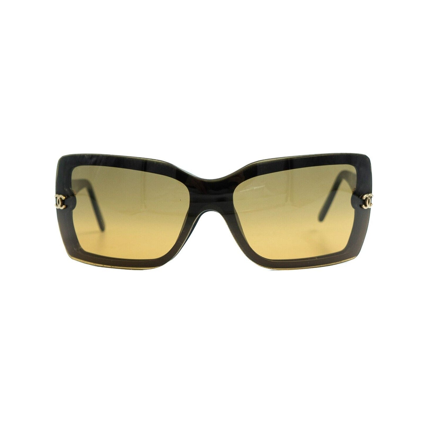 CHANEL 5065 CC Black Yellow Shield Sunglasses Vintage 90s 00s