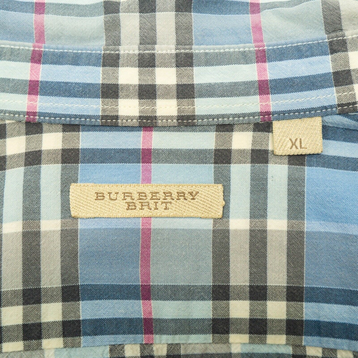 BURBERRY BRIT Check Blue Monogram Shirt VIntage 00s