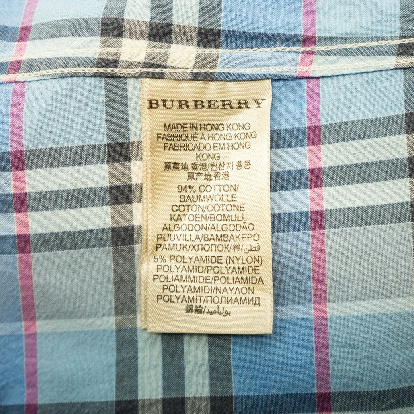 BURBERRY BRIT Check Blue Monogram Shirt VIntage 00s