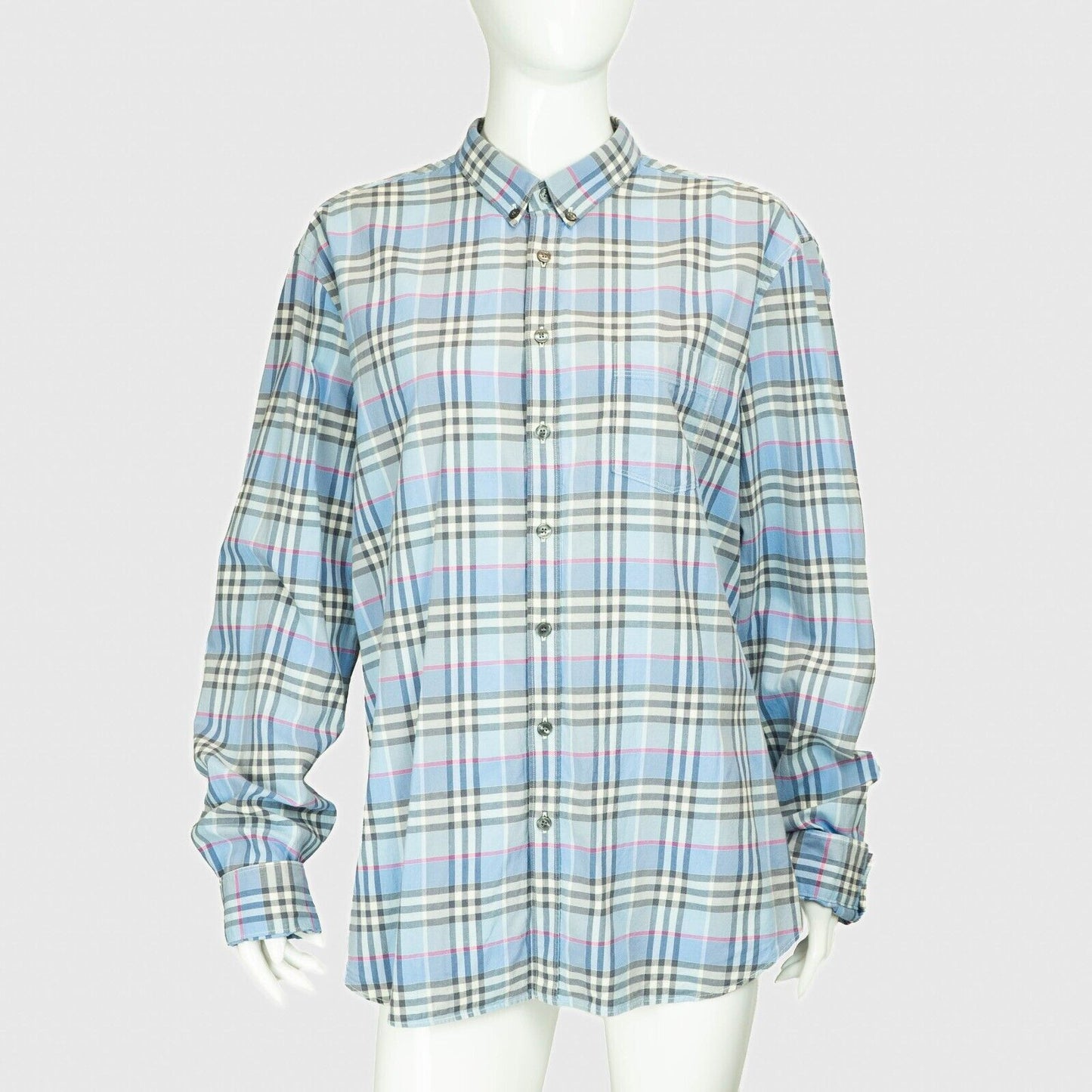 BURBERRY BRIT Check Blue Monogram Shirt VIntage 00s