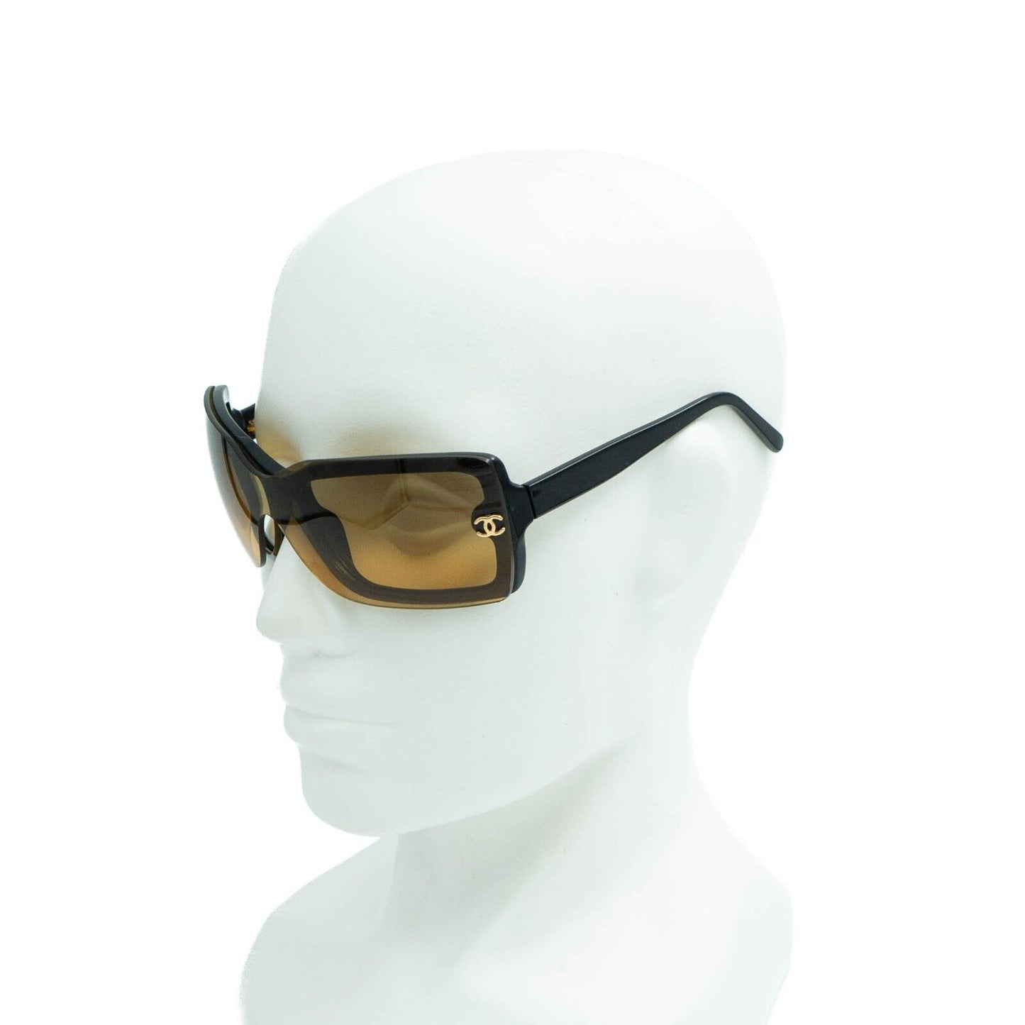 CHANEL 5065 CC Black Yellow Shield Sunglasses Vintage 90s 00s