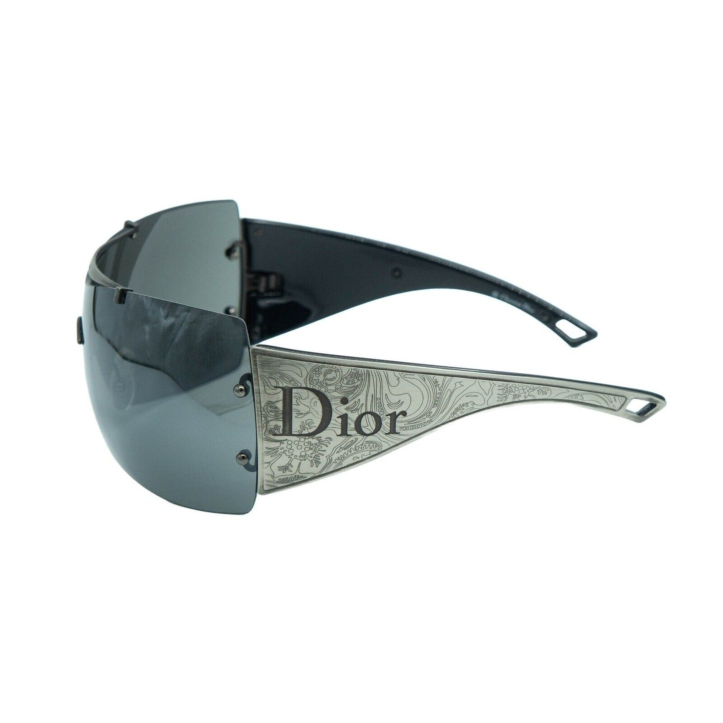 Christian DIOR WESTERN Wrap Mask Shield Silver Sunglasses Vintage 90s 00s