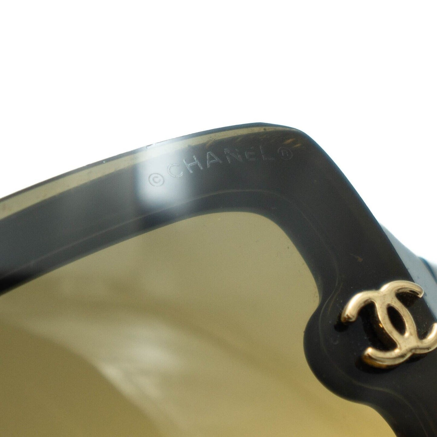 CHANEL 5065 CC Black Yellow Shield Sunglasses Vintage 90s 00s