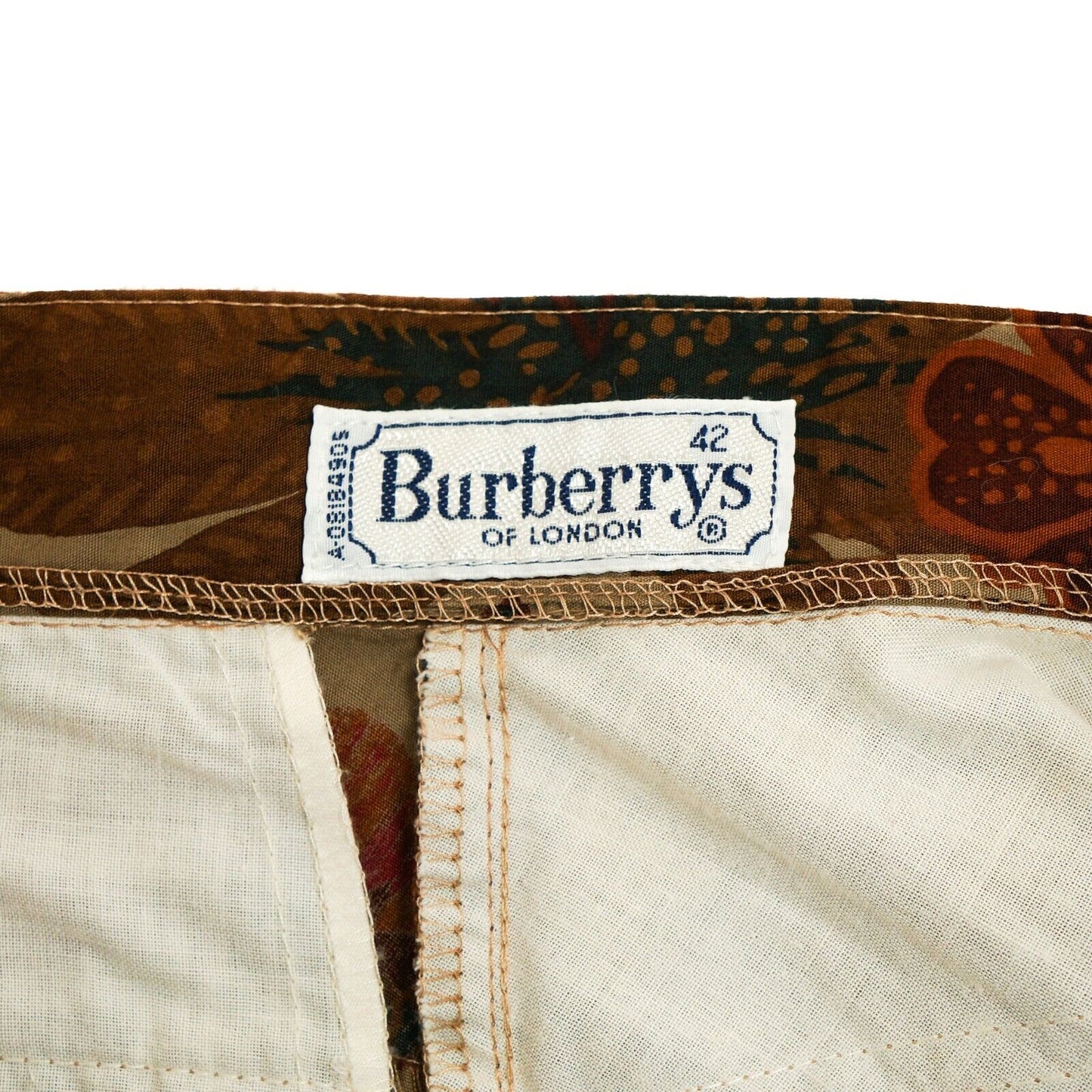 BURBERRY Pants Flower Print Brown Vintage 90s