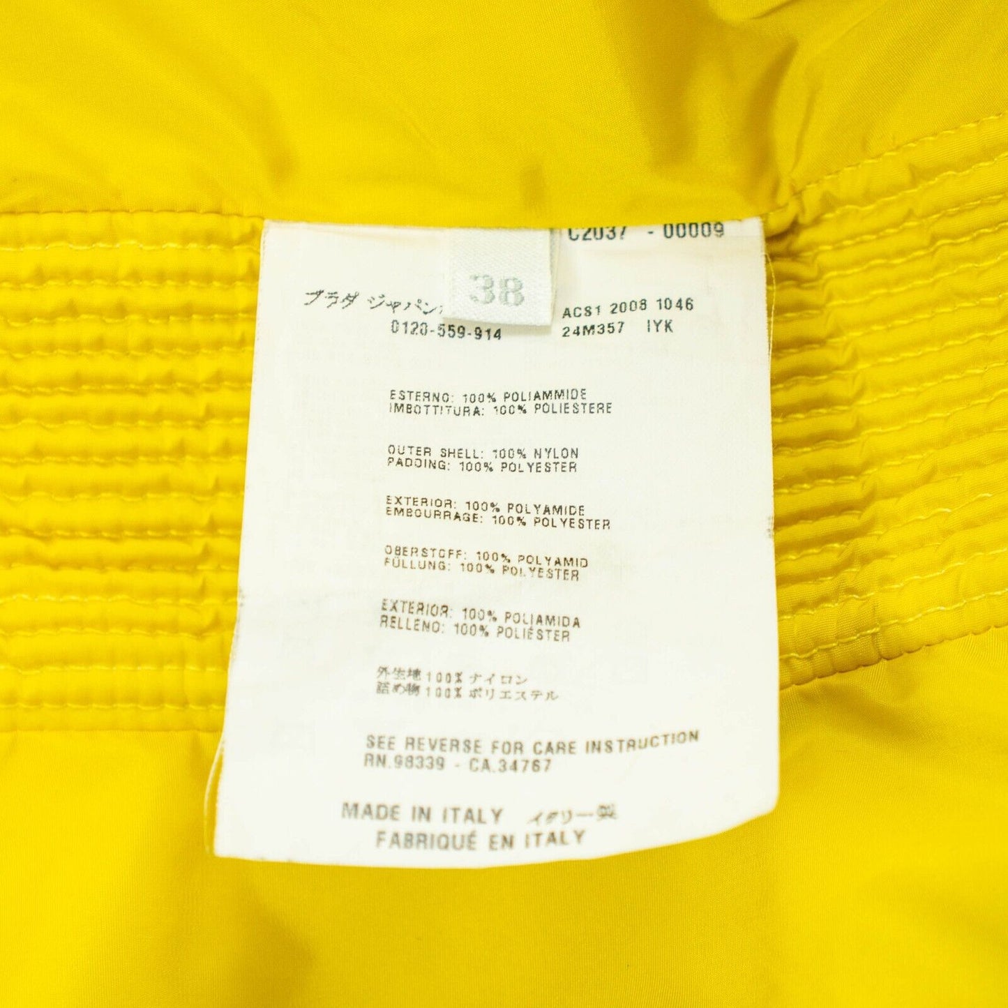 PRADA Women Nylon Yellow Jacket Vintage 00s