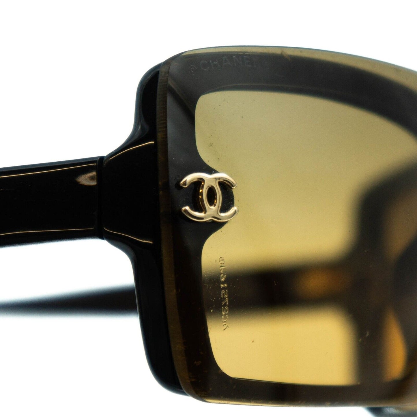 CHANEL 5065 CC Black Yellow Shield Sunglasses Vintage 90s 00s