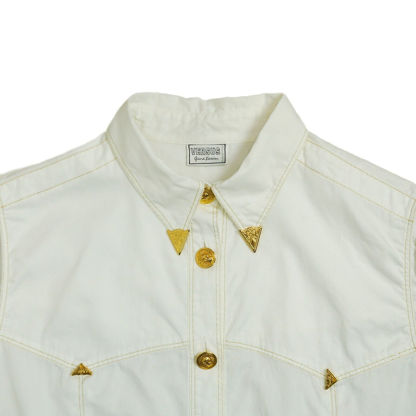 VERSUS Gianni Versace White Top Shirt Jacket Vintage 90s Gold