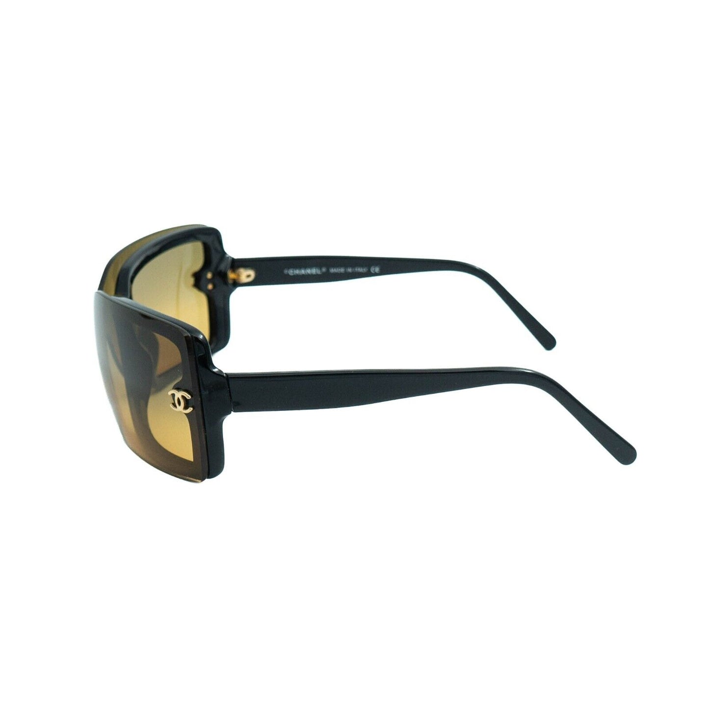 CHANEL 5065 CC Black Yellow Shield Sunglasses Vintage 90s 00s