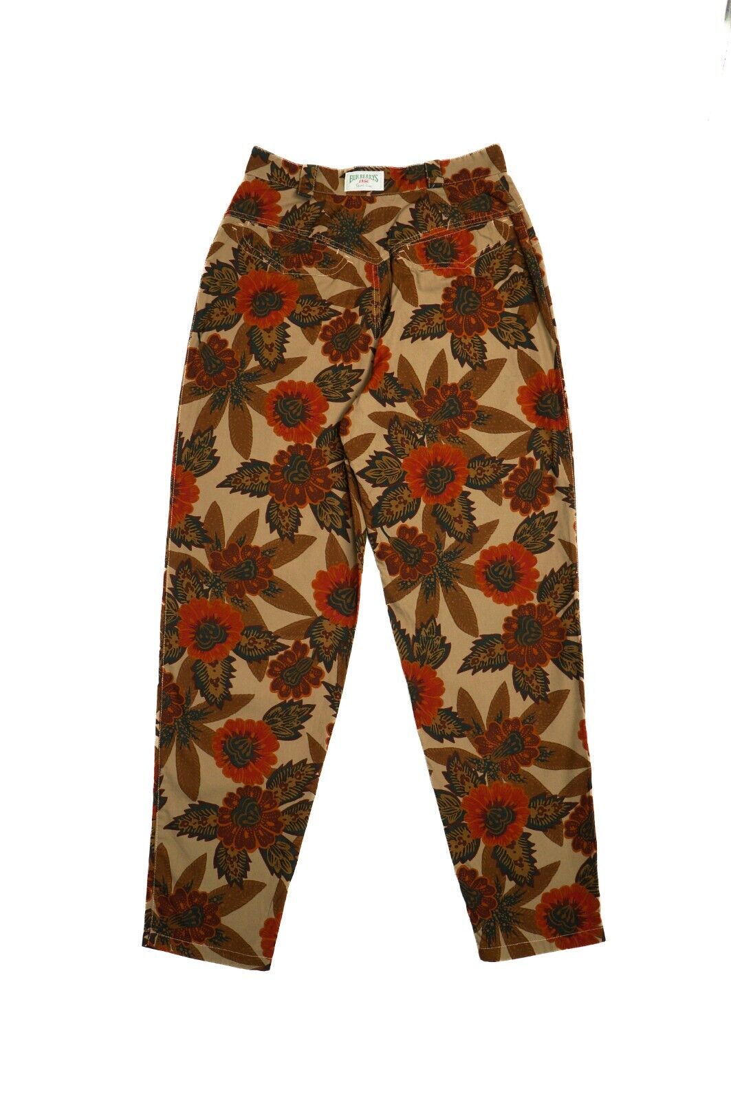 BURBERRY Pants Flower Print Brown Vintage 90s