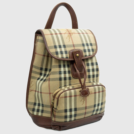 BURBERRY Check Monogram Leather Backpack Vintage 90s 00s