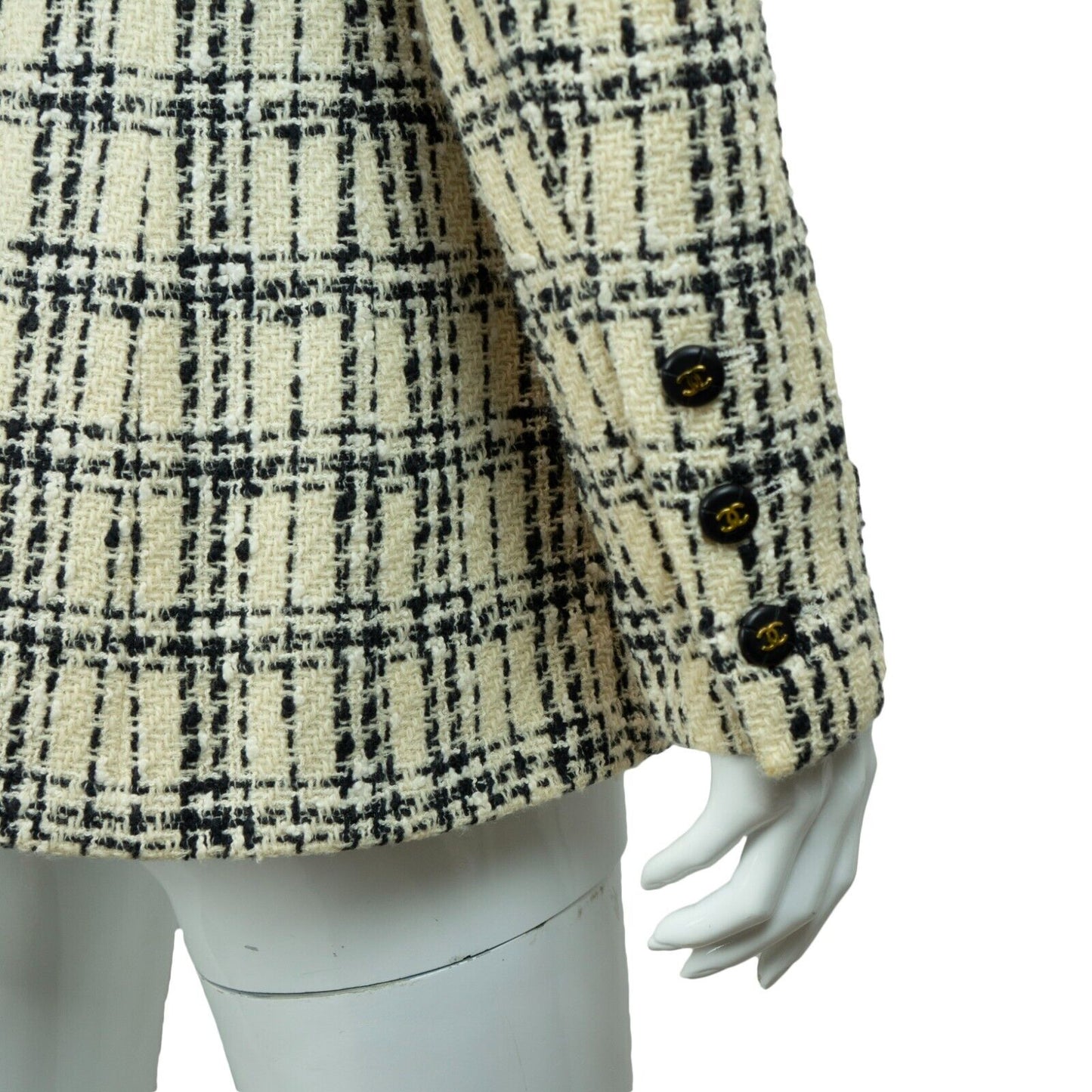 CHANEL Cream Wool Beige Blazer Jacket Vintage 80s 90s