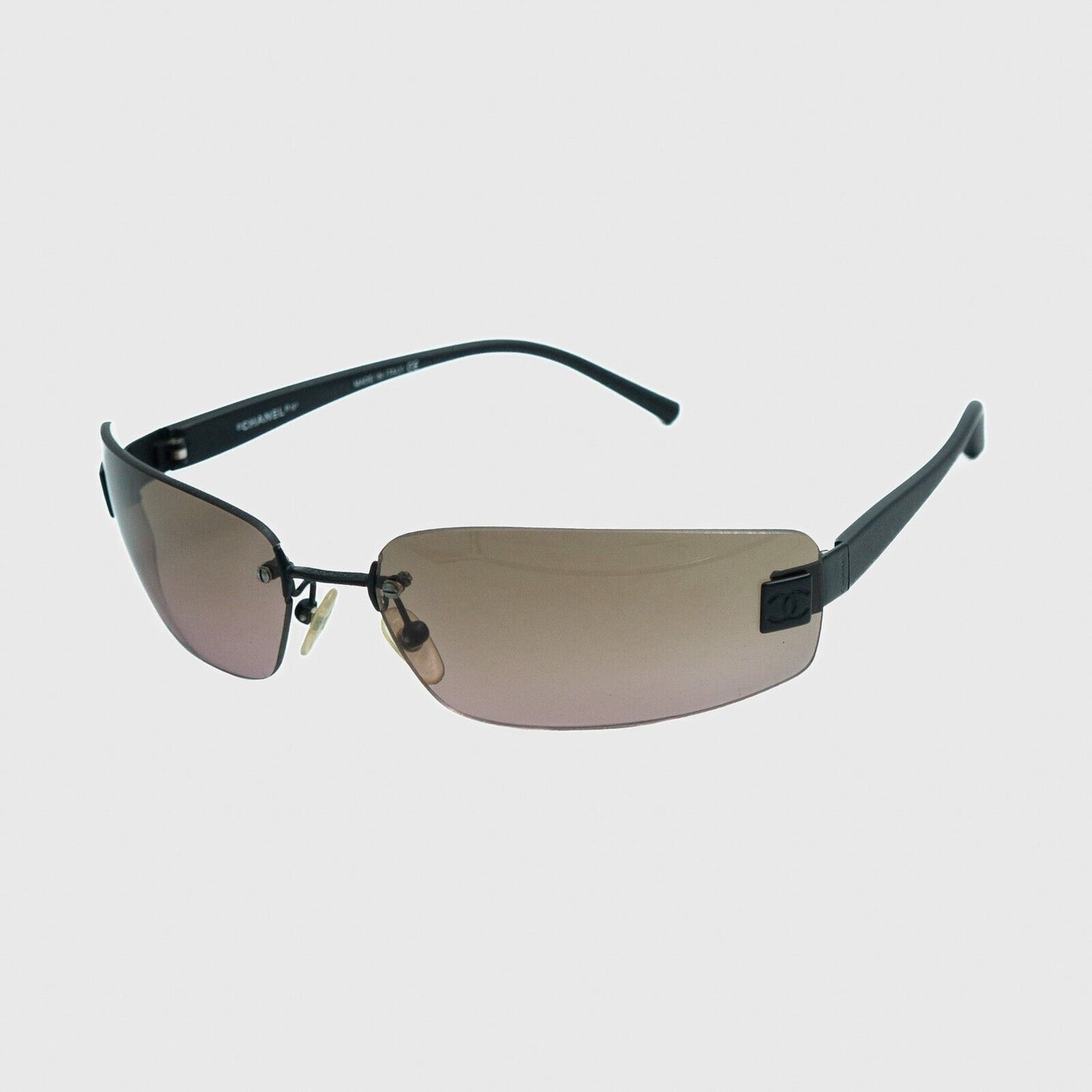 CHANEL 4018 Black Rimless Sunglasses Vintage 90s 00s