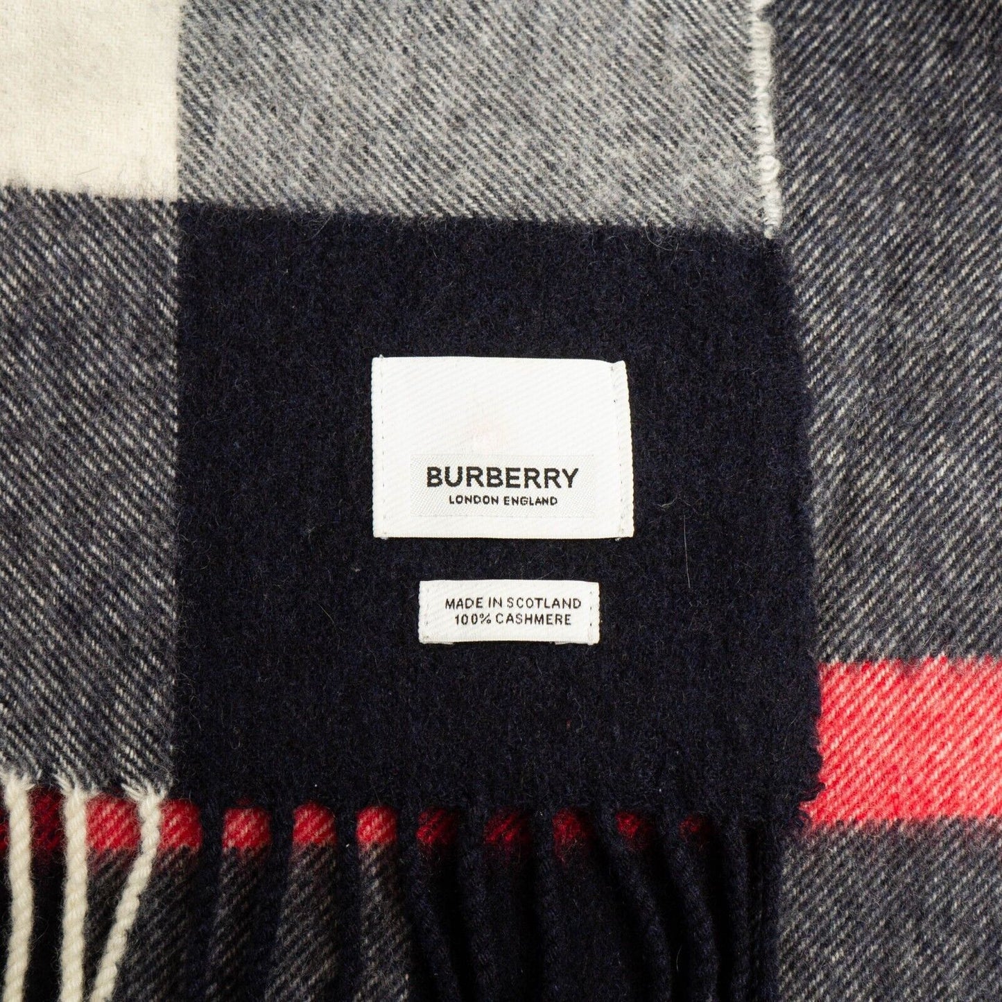 BURBERRY Check Scarf Cashmere Black White