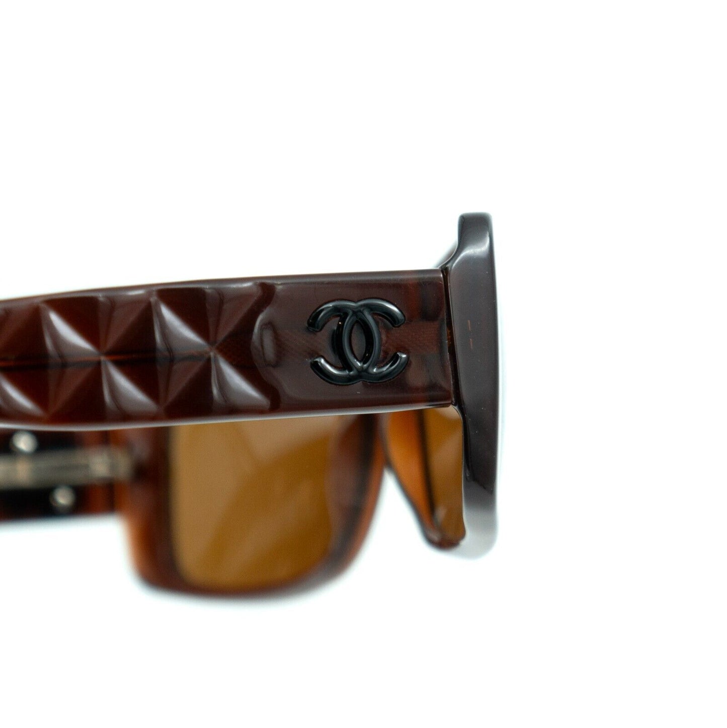 CHANEL 5111 CC Logo Rectangular Brown Sunglasses Vintage 90s 00s