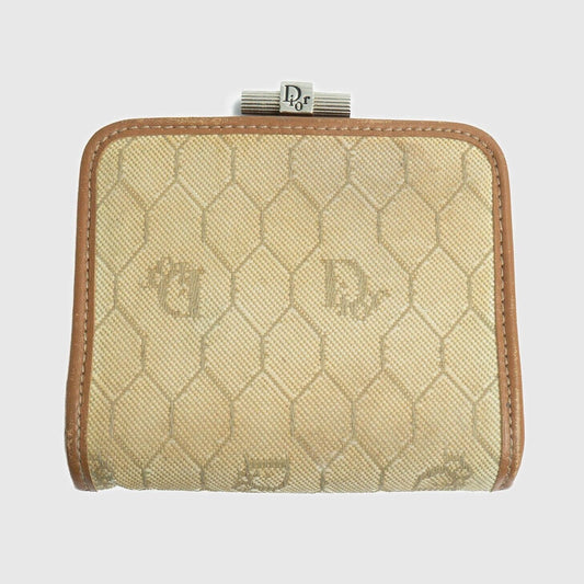 Christian DIOR Monogram Compact Clutch Coin Pouch Wallet Vintage 90s 00s