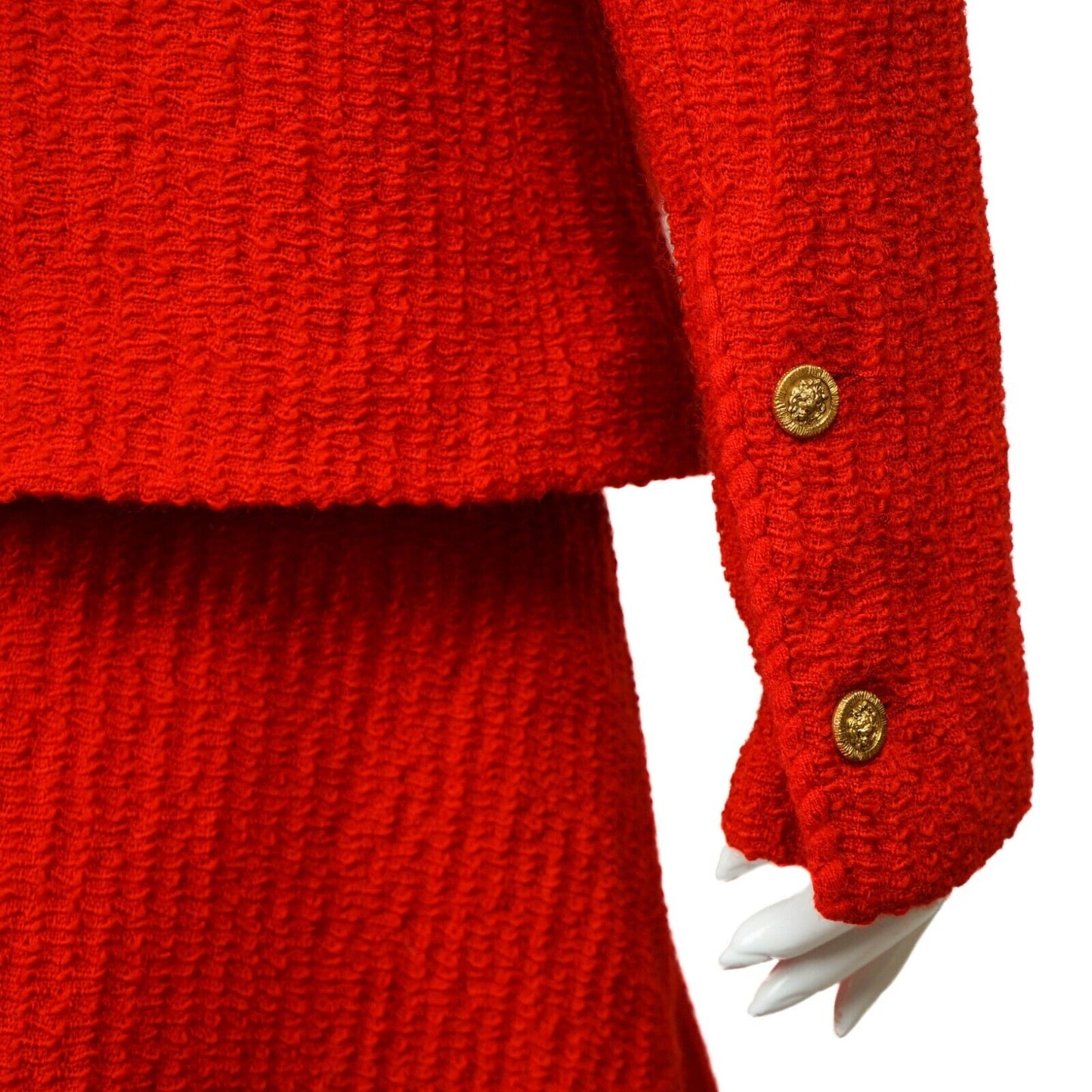 CHANEL Boutique 19781985 Red Tweed Cropped Jacket  Skirt Suit Vintage