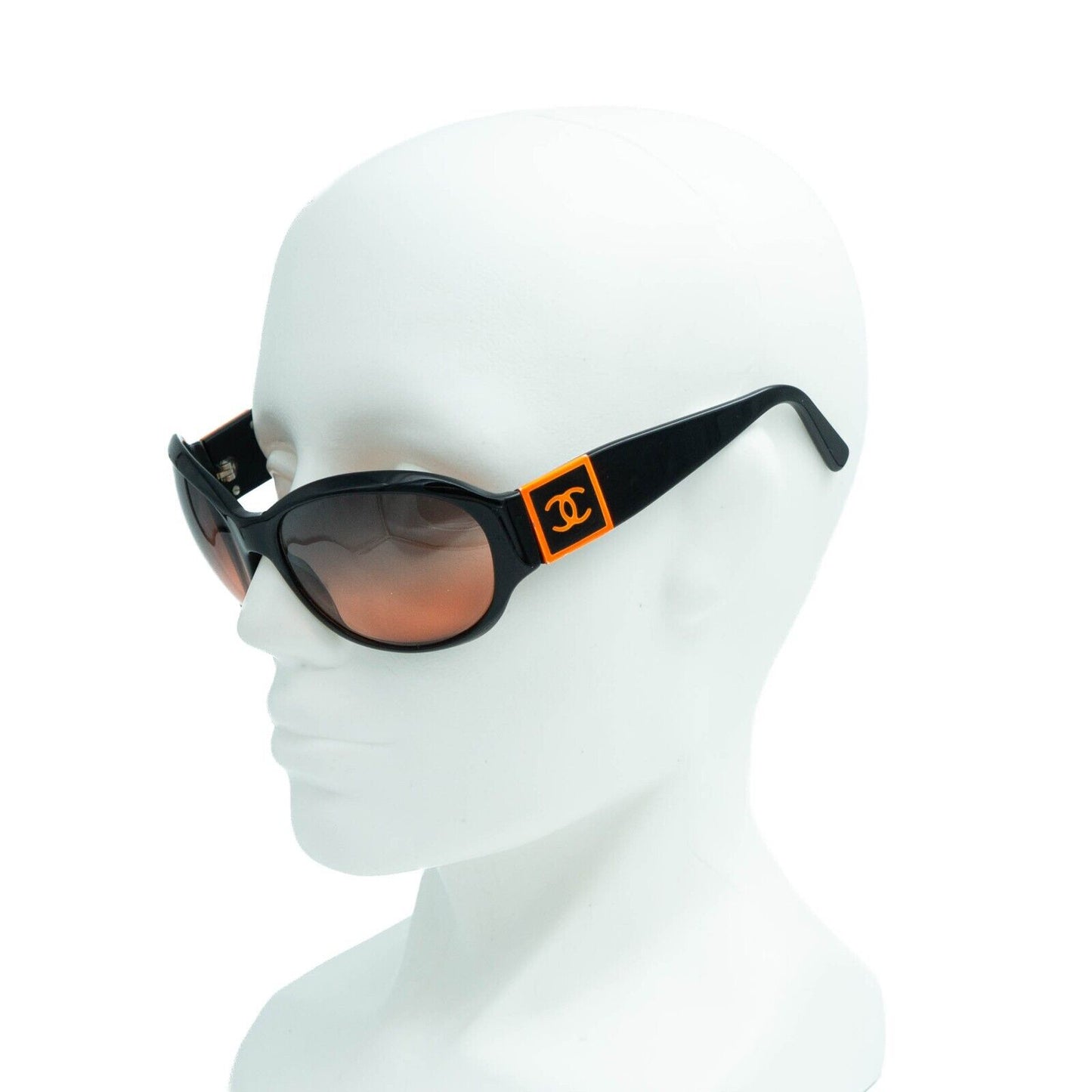 CHANEL 5070 CC Orange Logo Black Sunglasses Vintage 00s