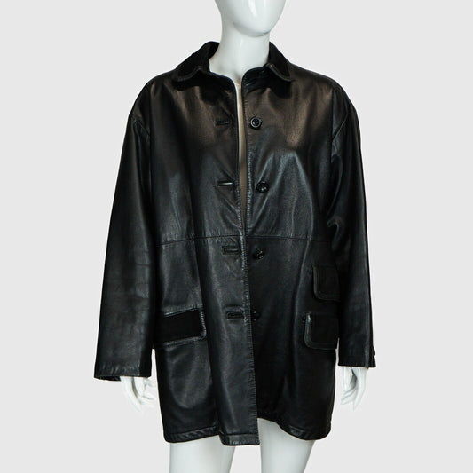 VERSUS Gianni Versace Black Leather Jacket Vintage 80s 90s