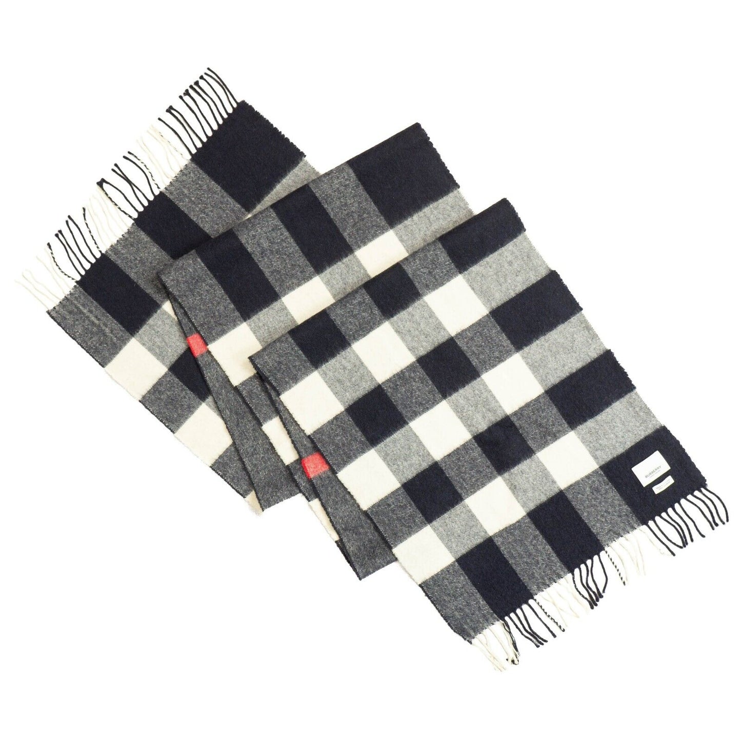 BURBERRY Check Scarf Cashmere Black White