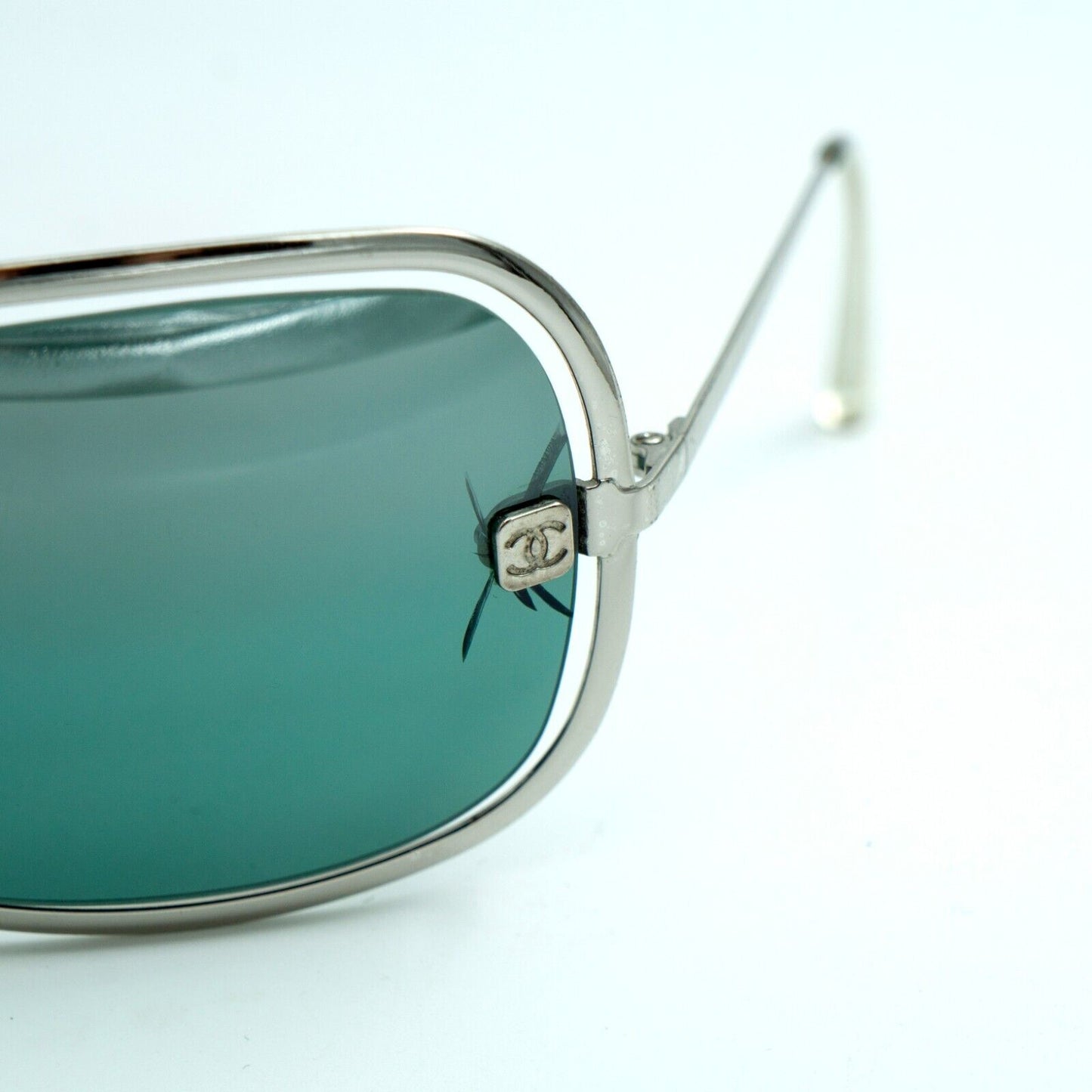 CHANEL 4031 Shield Wrap Silver Sunglasses Vintage 90s 00s