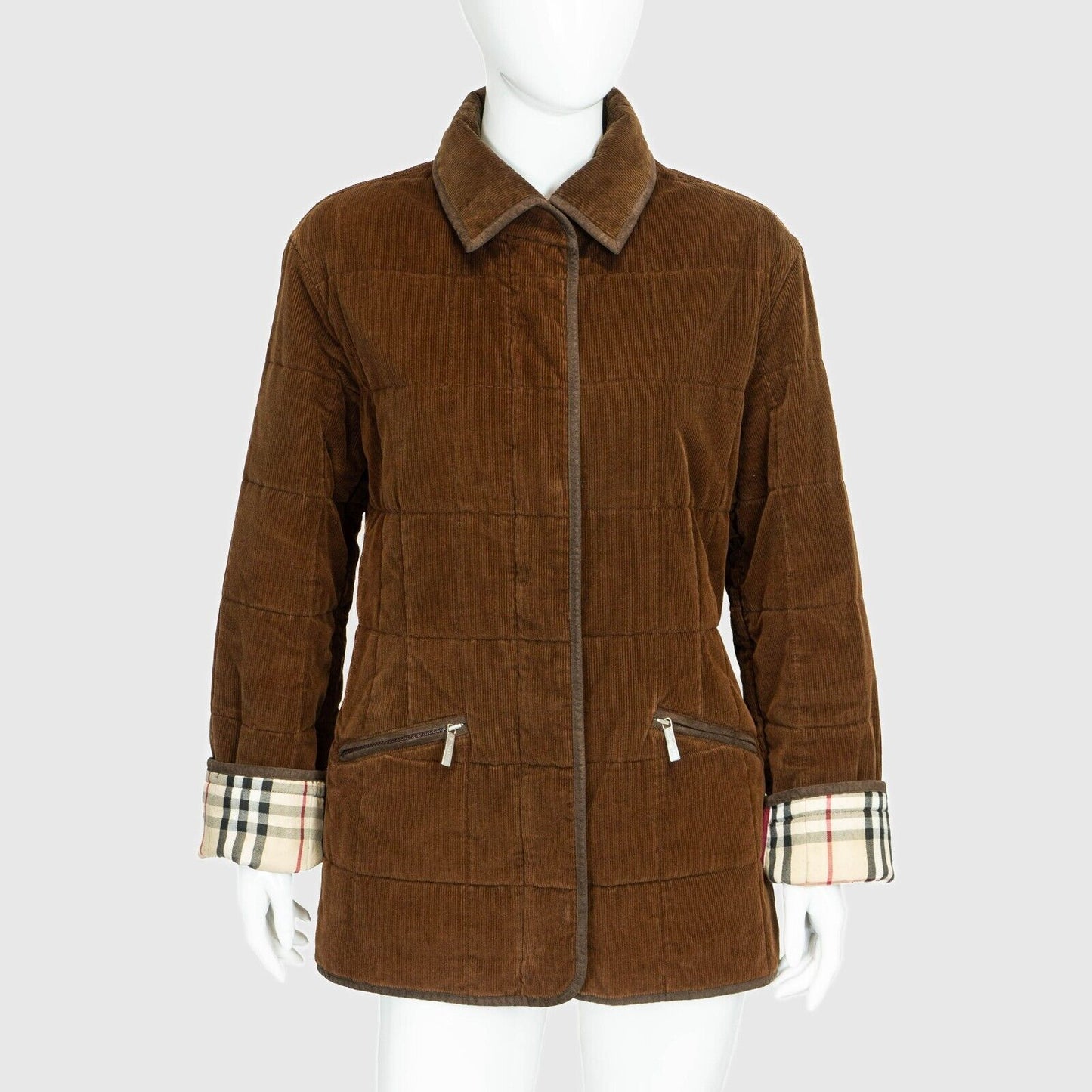 BURBERRY Women Brown Down Velvet Jacket Vintage 90s 00s