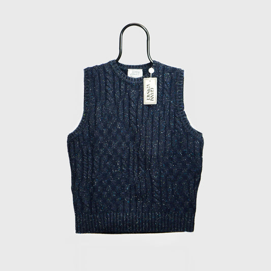 GIANNI VERSACE Knitted Vest Blue Black Vintage 80s 90s