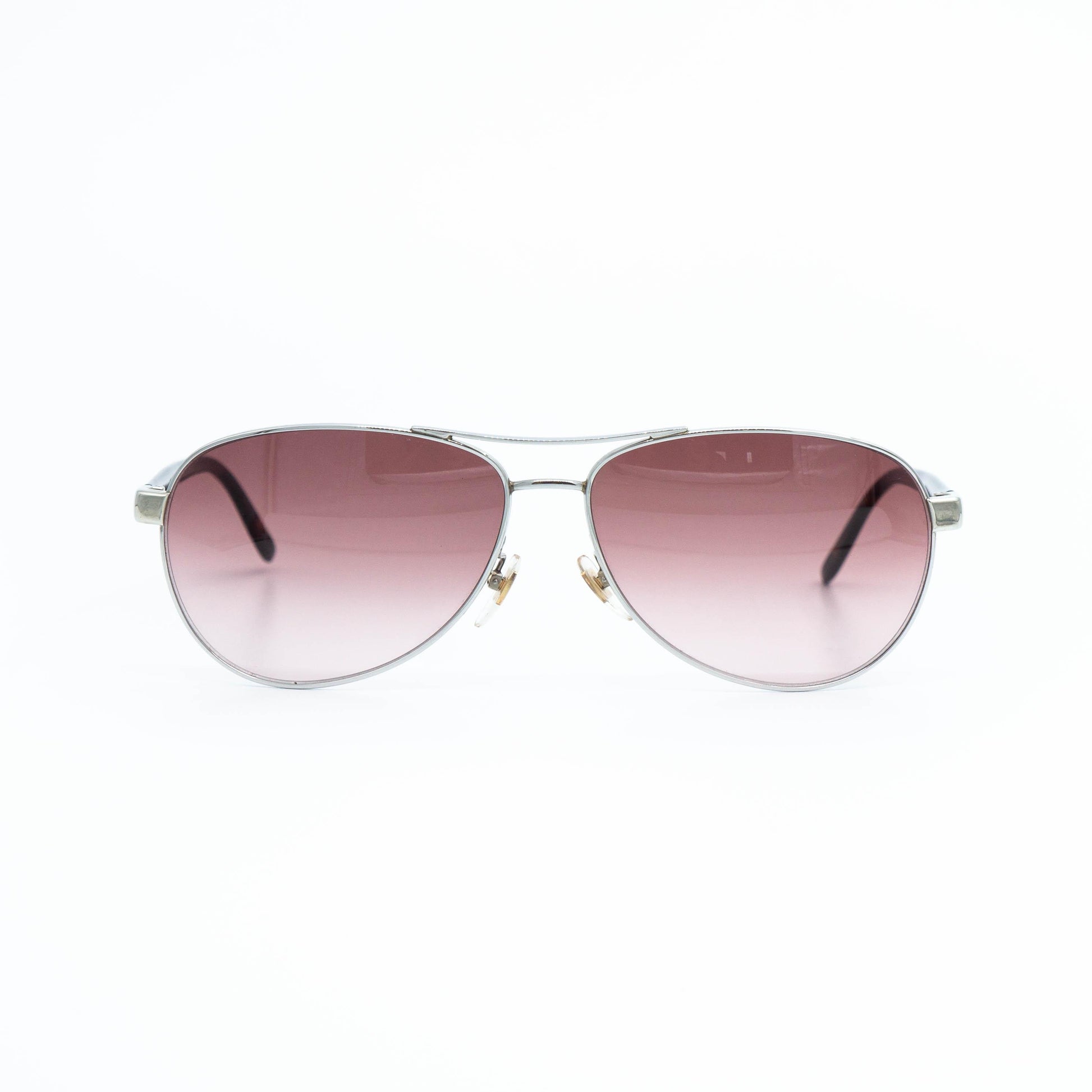 Gucci silver brown aviator sunglasses front view