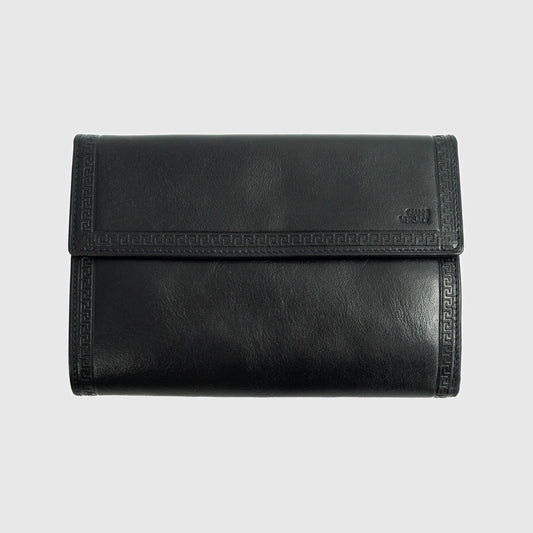 Gianni VERSACE Black Leather Wallet Vintage 90s 00s