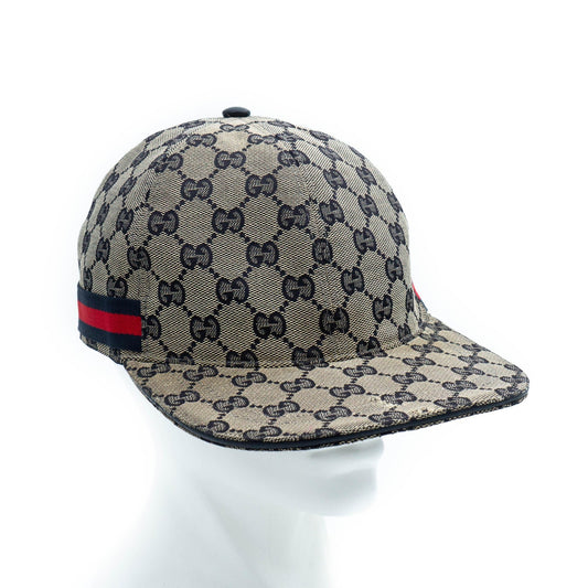 GUCCI GG Monogram Web Baseball Hat Cap Beige