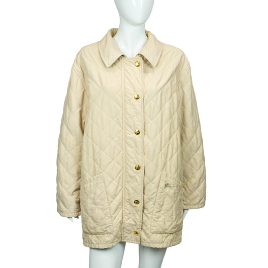 BURBERRY Quilted Jacket Coat Beige Vintage 90s