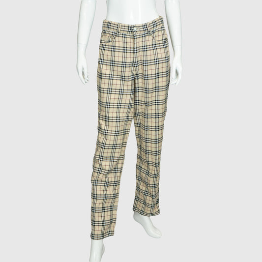 BURBERRY Check Monogram Pants Women Vintage 00s 90s