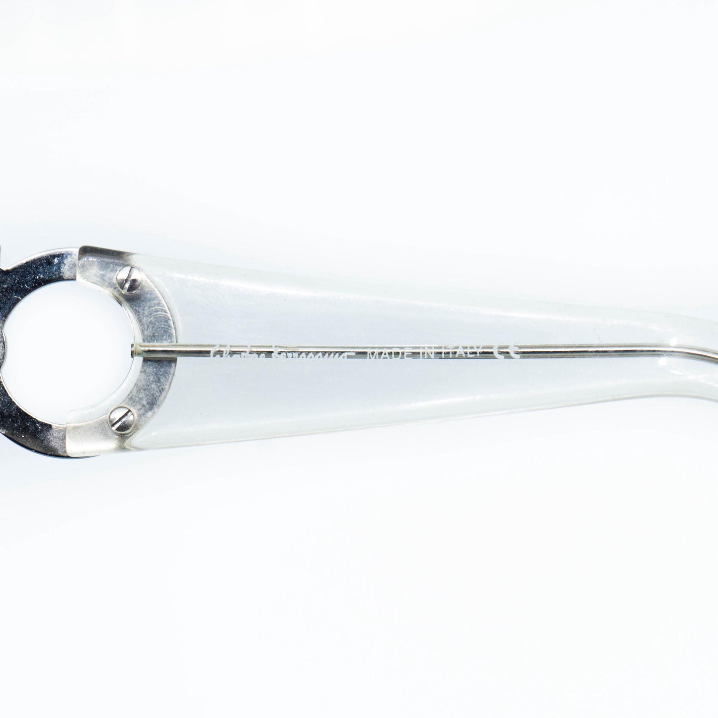 Temple detail showing Ferragamo logo and silver accent