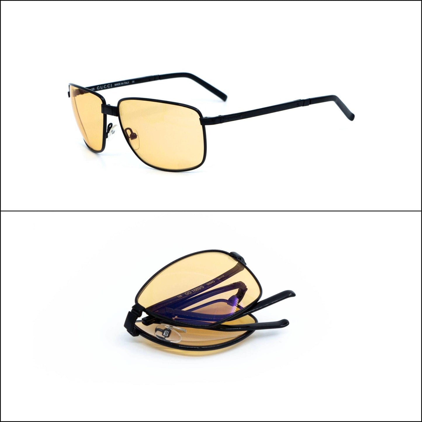 Gucci GG 1689/S folding sunglasses with yellow lenses front view