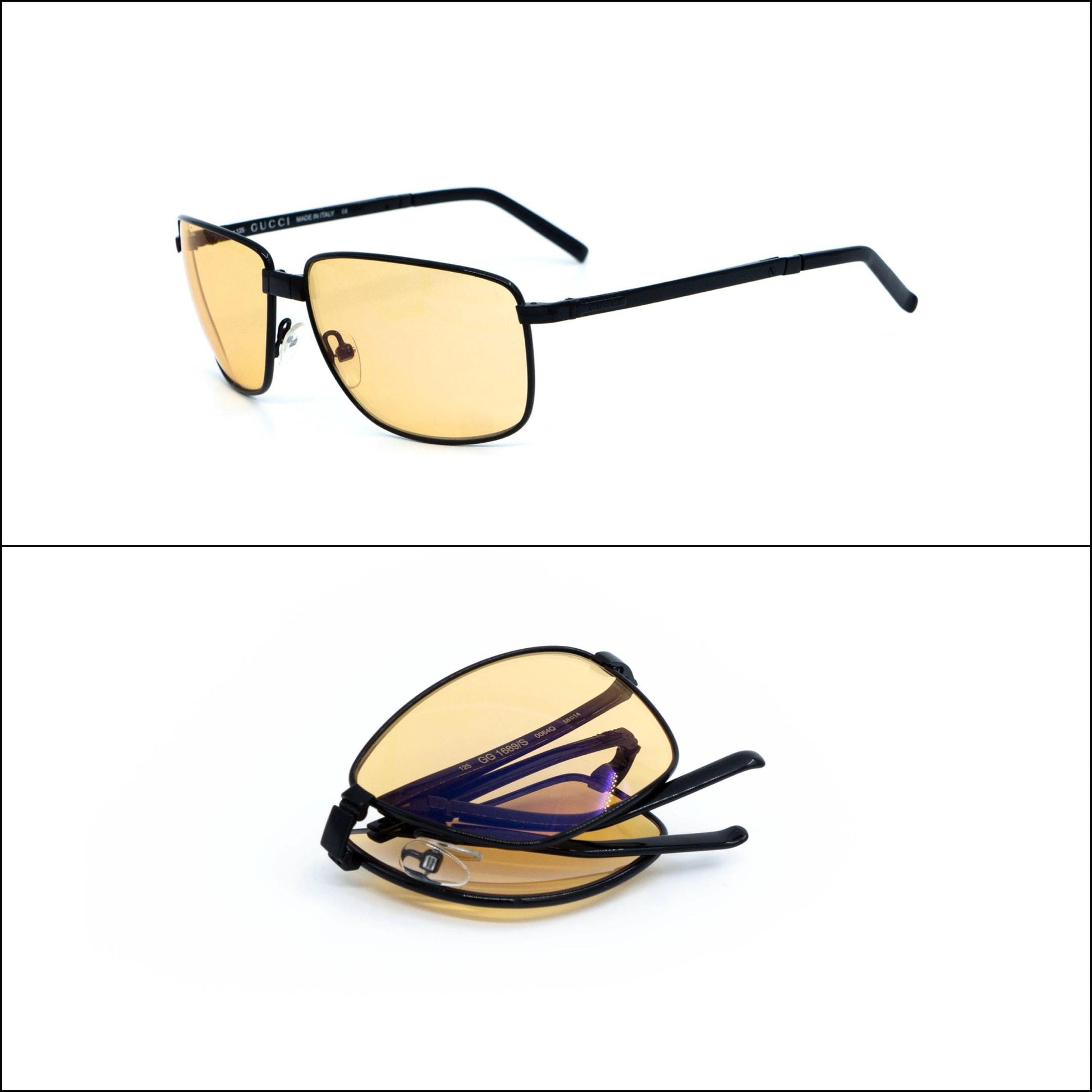 Gucci GG 1689/S folding sunglasses with yellow lenses front view