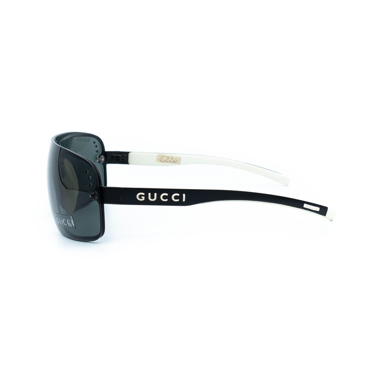 GUCCI GG 1828 black white shield mask vintage sunglasses