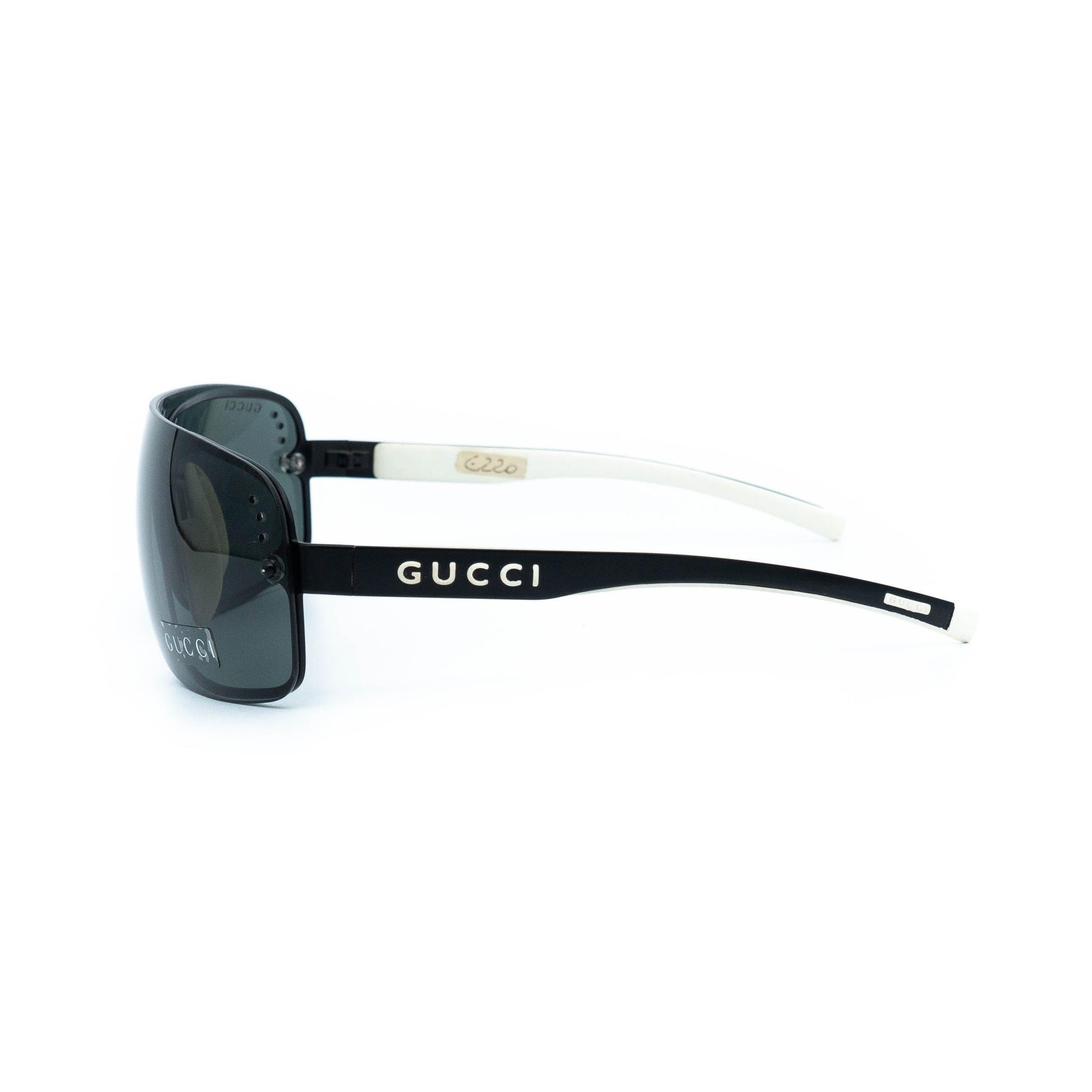 GUCCI GG 1828 black white shield mask vintage sunglasses