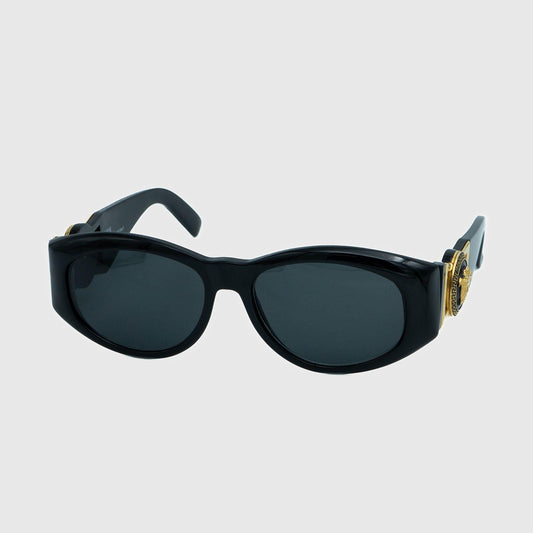 GIANNI VESACE MOD 424 Gold Medusa Black Sunglasses Vintage