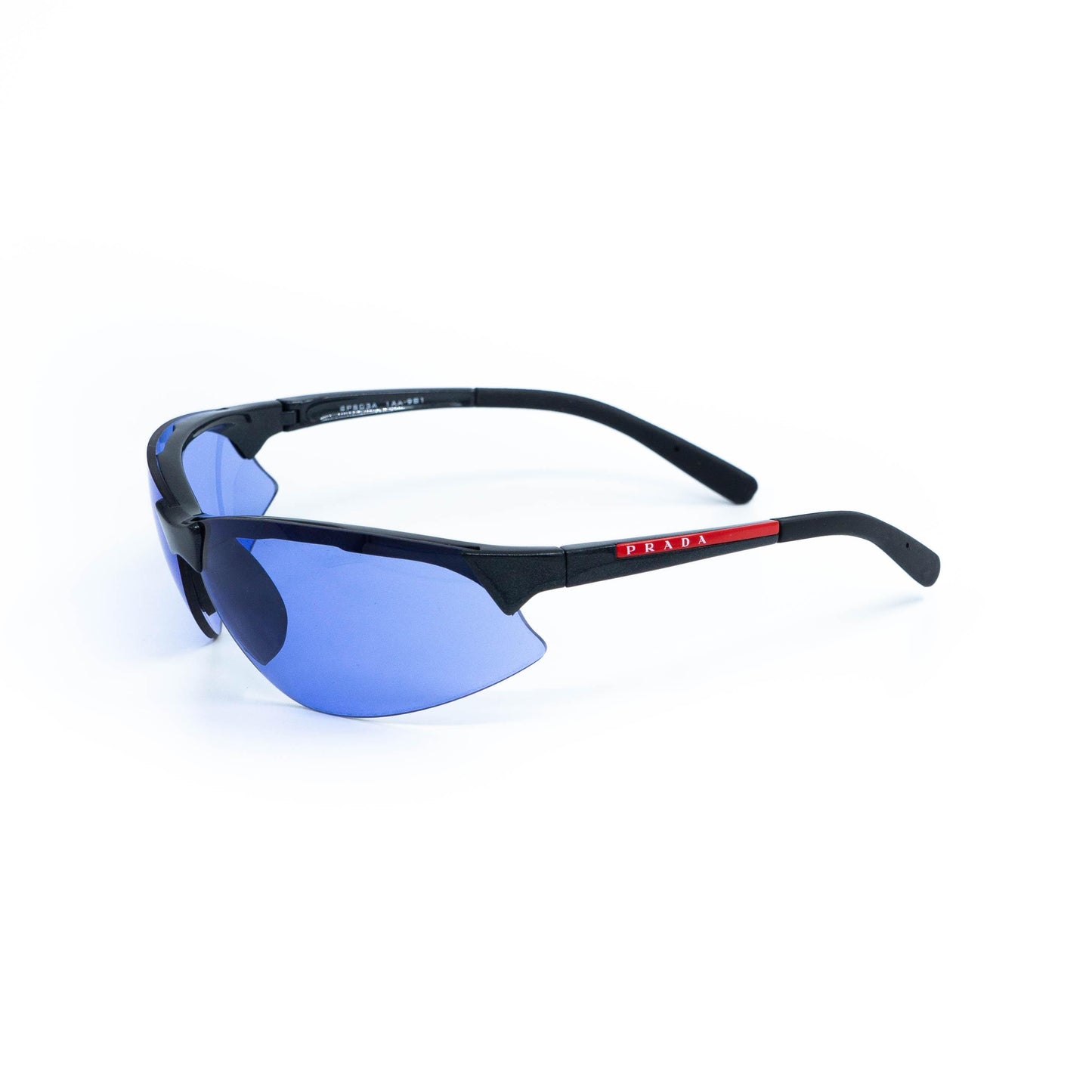 Prada SPS03A blue rimless sport sunglasses front view