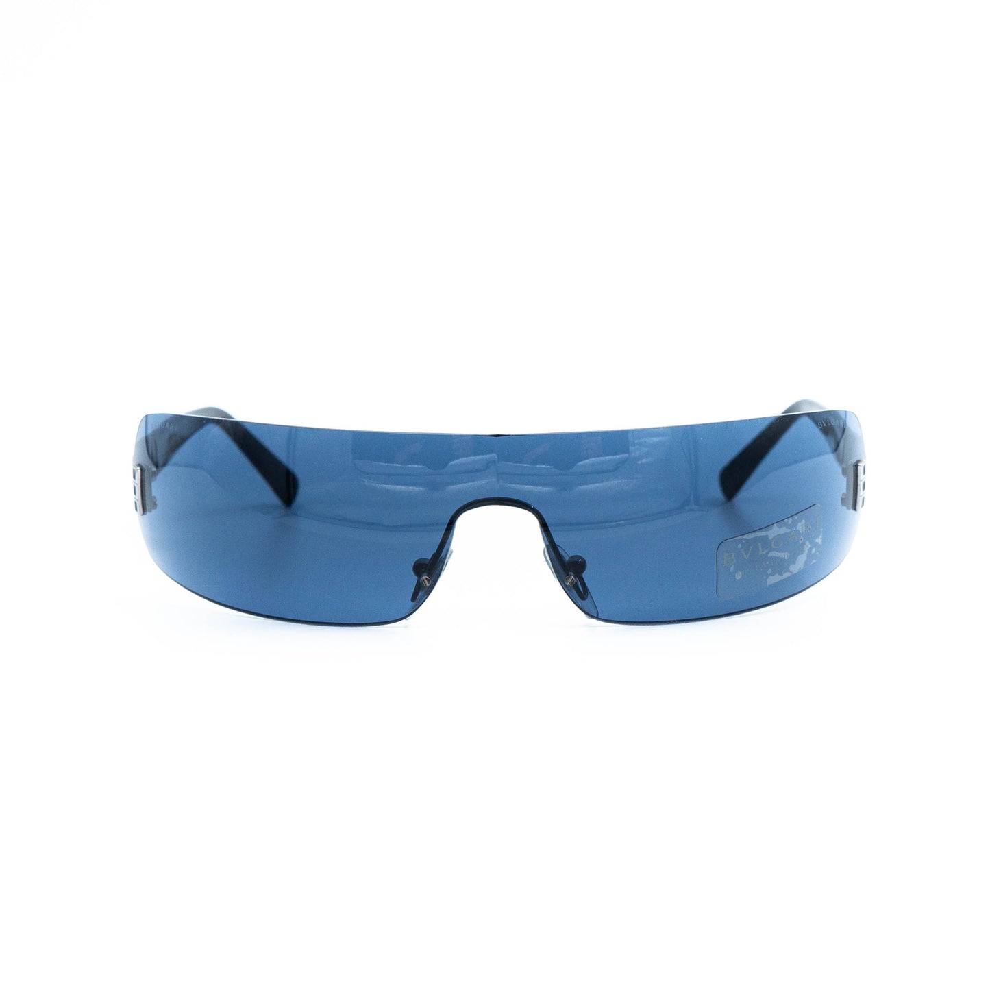 BULGARI 628 Shield Rimless Blue Sunglasses Vintage