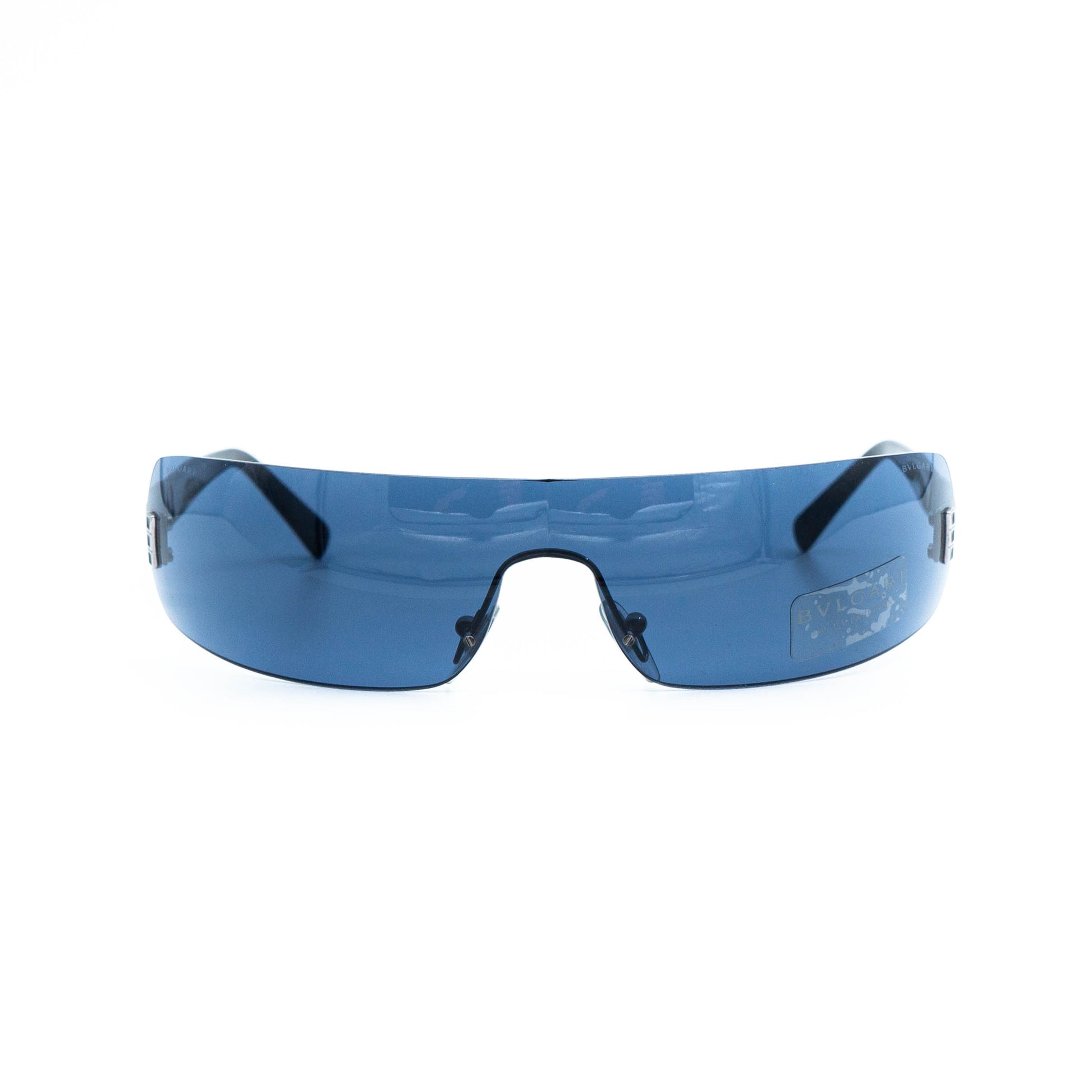 BULGARI 628 Shield Rimless Blue Sunglasses Vintage