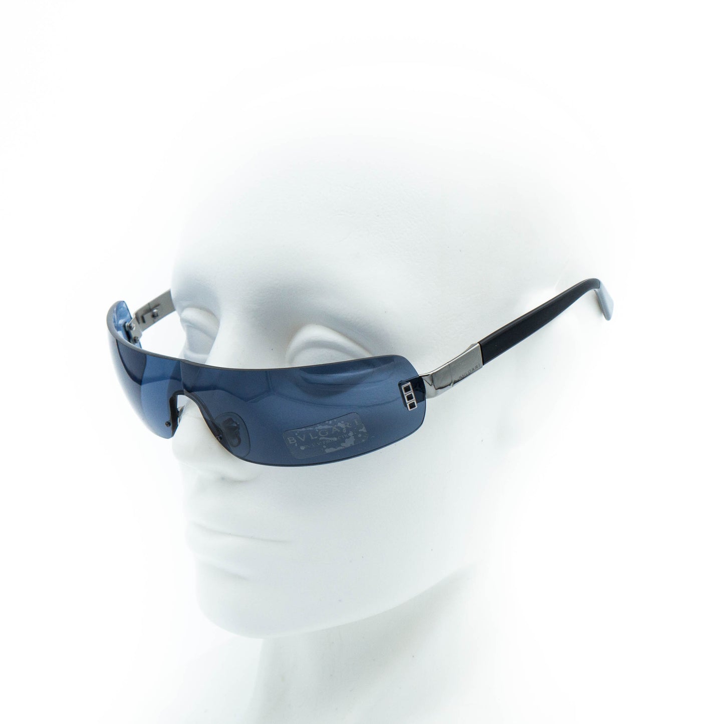 BULGARI 628 Shield Rimless Blue Sunglasses Vintage