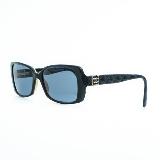 CHANEL 3063-B Crystal Logo Black Women Sunglasses Vintage