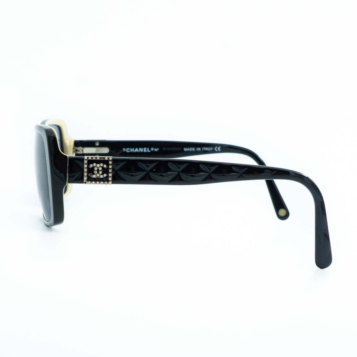 CHANEL 3063-B Crystal Logo Black Women Sunglasses Vintage