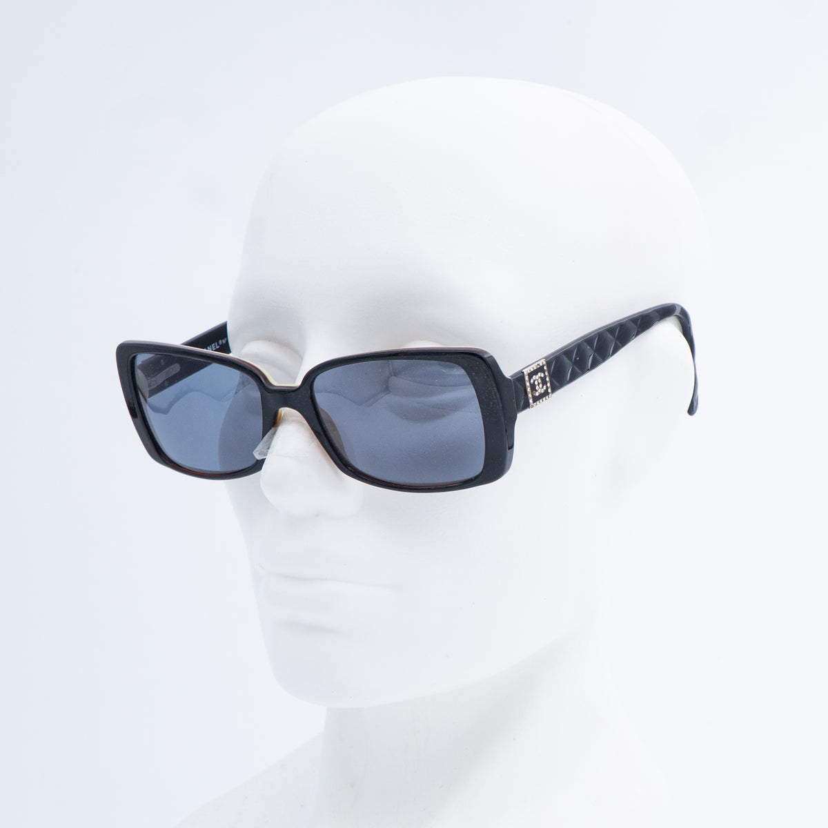 CHANEL 3063-B Crystal Logo Black Women Sunglasses Vintage