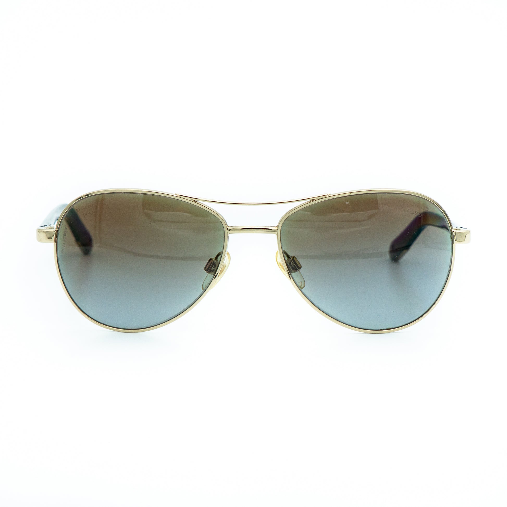 CHANEL 4201 Gold Brown Aviator Sunglasses Vintage